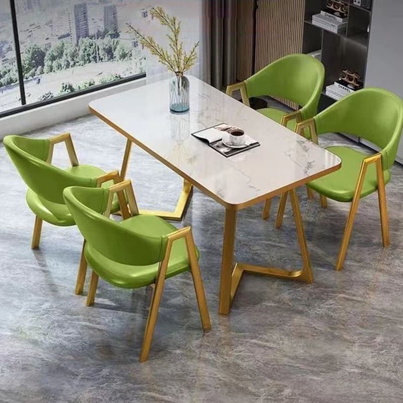 Dining Table Set in Luxurious Style with Recycled Wood Top and Sleighing Base - image 14