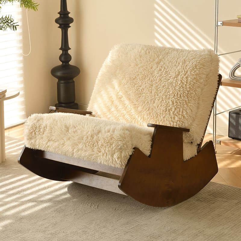 Modern Simple Style White/Lime Green/Grey Upholstered Cushioned Living Room Rocking Chair - image 19