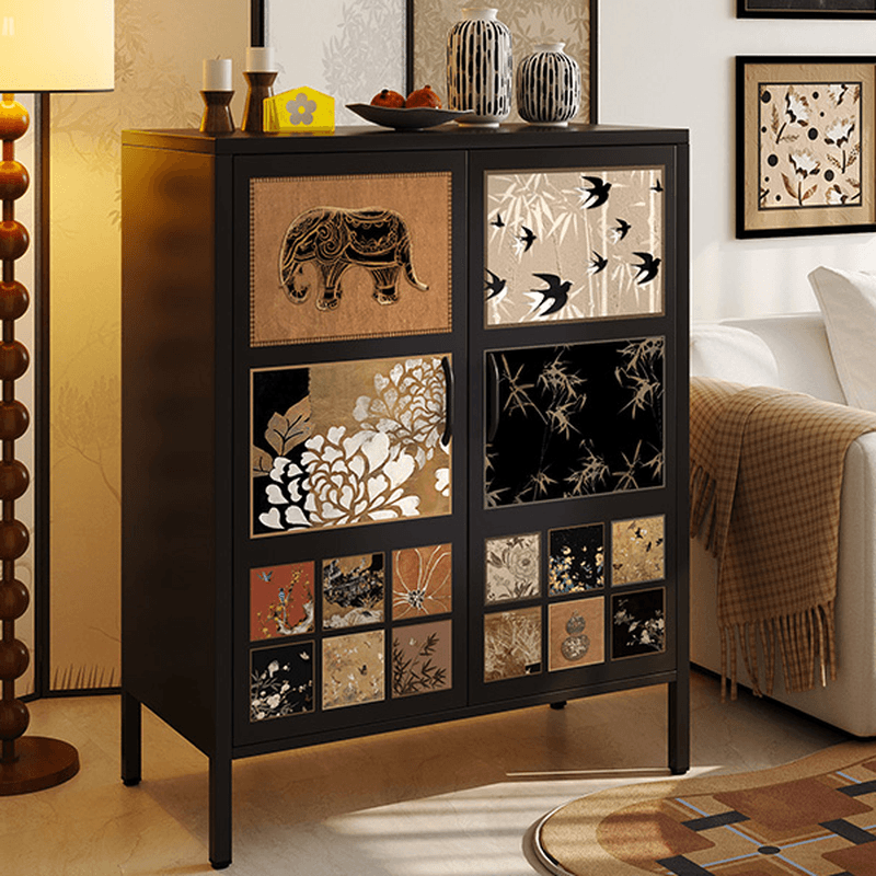 Rectangular Damp-proof Scratch-immune Accent Cabinet with Steel Countertop, Adjustable Shelf, Grip Bars, and Midnight Black Top - image 5