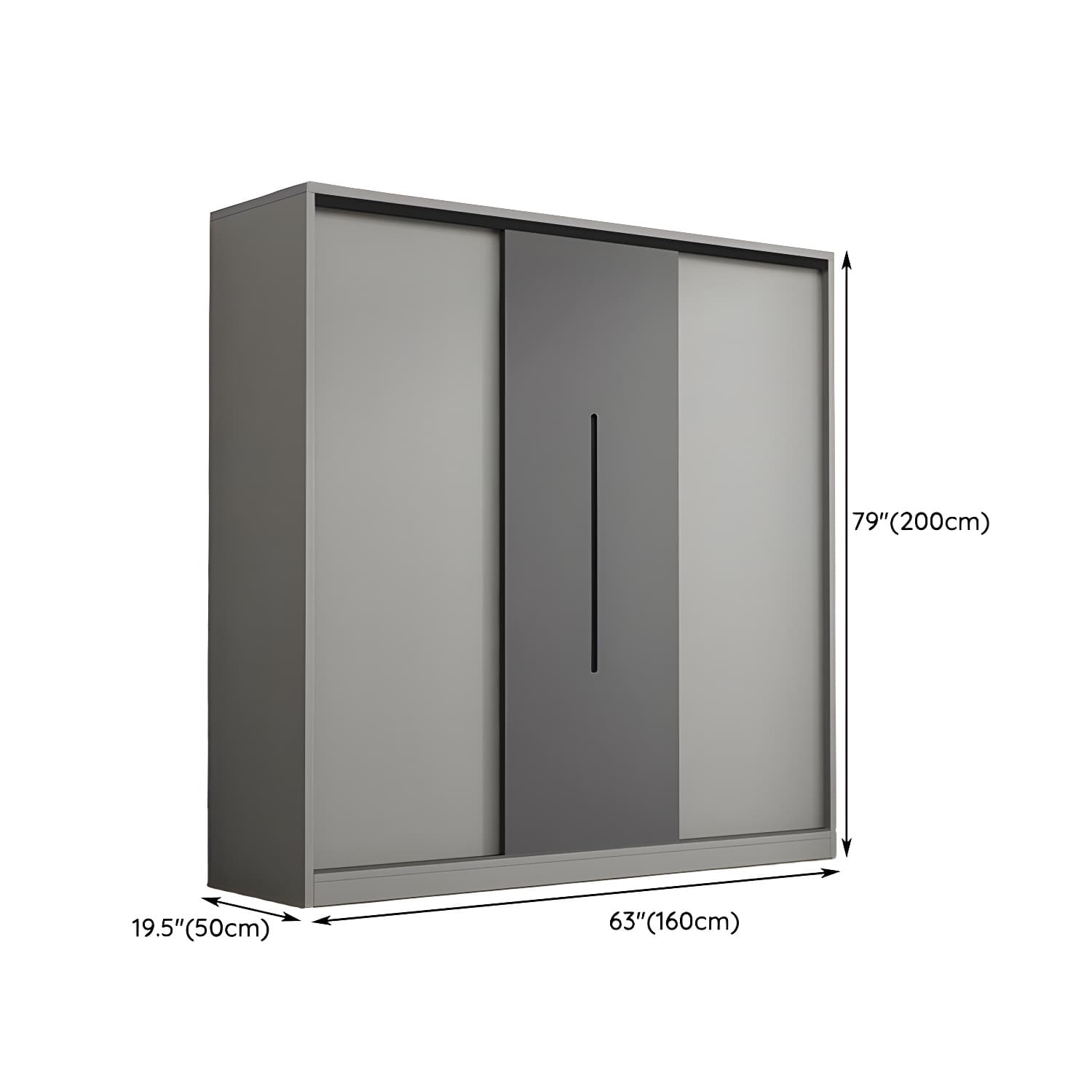 Contemporary Wood Grey Cloth Rod Included Wardrobe with Shelves - image 15