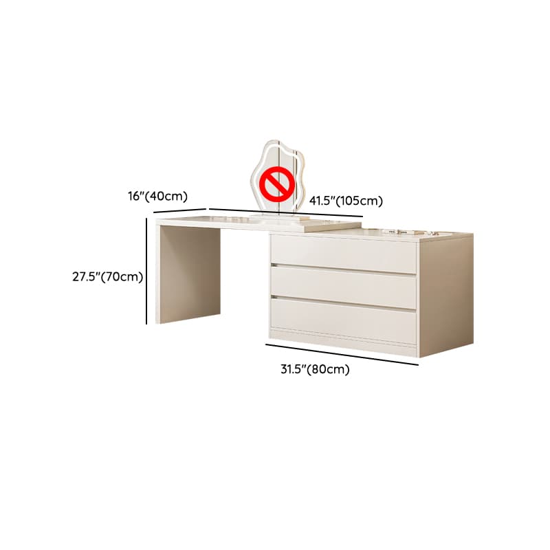 Chalk Modish Wood Makeup Vanity with Standard Length and Non-Upholstered Chair(s) - image 17