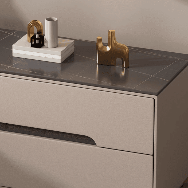 Minimalist Bedside Cabinet Nightstand with 2 Drawers and Stone Countertop - image 13