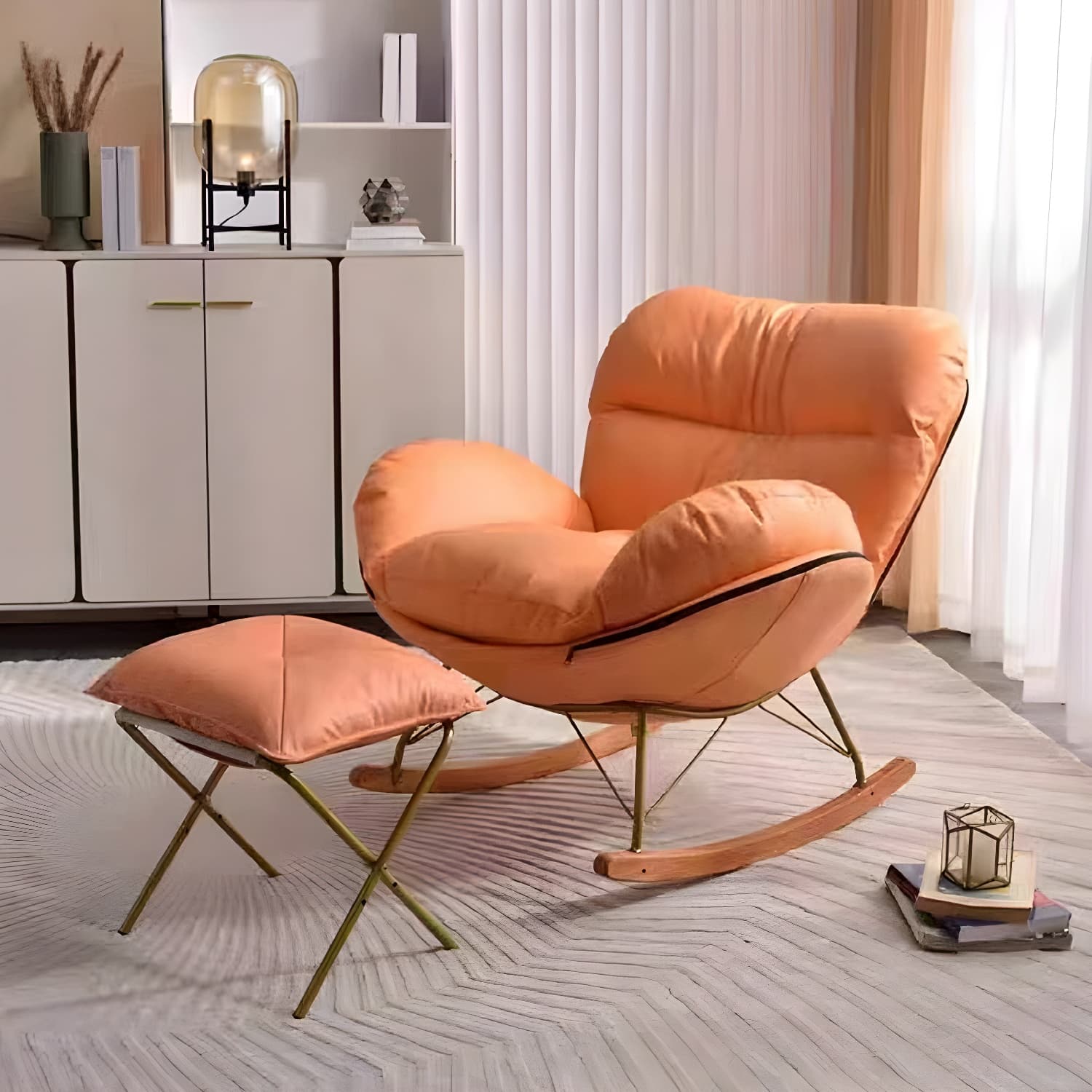 Modern Upholstered Indoor Rocking Chair with Removable Cushions and Slipcover for Enhanced Comfort - image 11