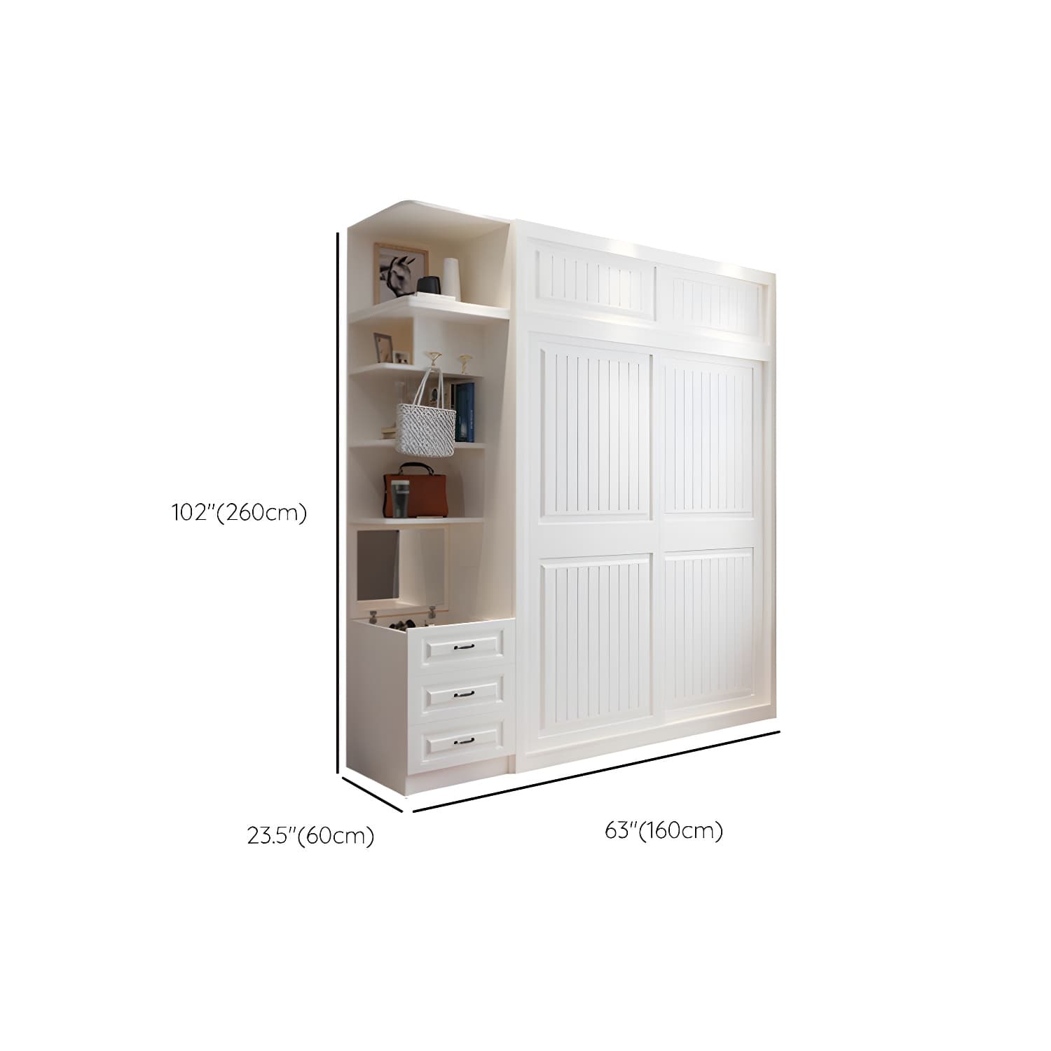 Contemporary Wardrobe Armoire with Garment Rod Wood Wardrobe Closet - image 26