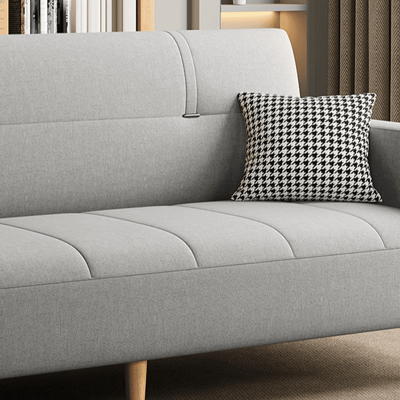 Trendy Solid Color Convertible Sofa in Light Gray/Butter Color/Coffee with Arm, 4-seater/Seats 3/2 People, Receptacle Storage, and 2 Pillows - image 13