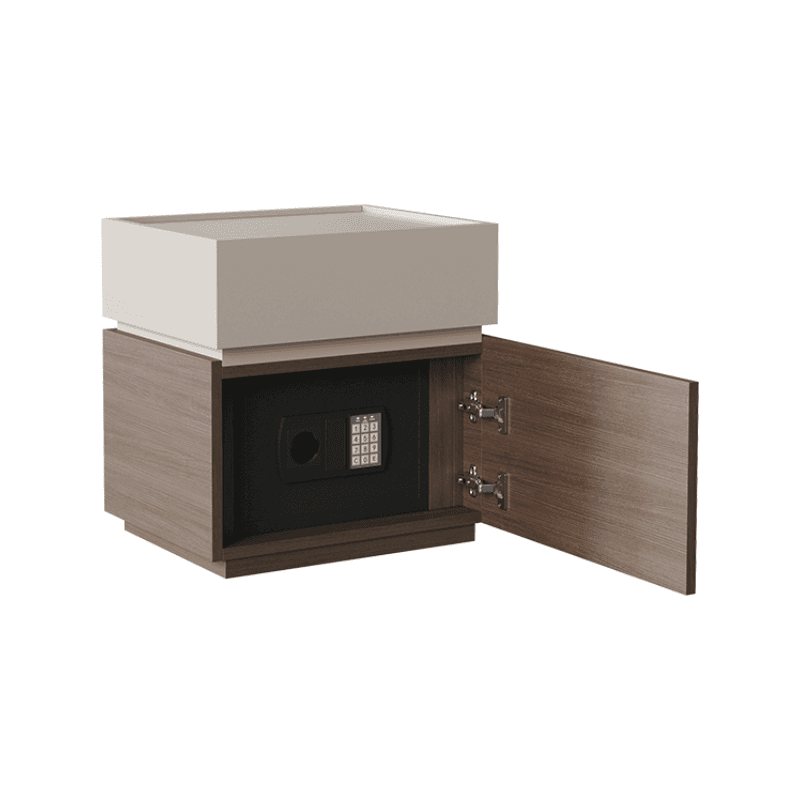Organic Modern Bedside Cabinet Nightstand with 1 Drawer, 1 Cabinet, 2 Shelves, Right Orientation, and Particle Board Wood - image 6