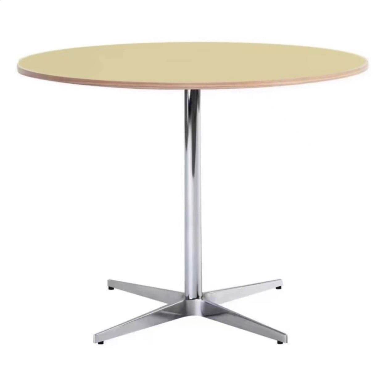 Trendy Orbicular Dining Table with Timber Top, Fixed Table Mechanism in Cerulean/Green/Apricot Color - image 3