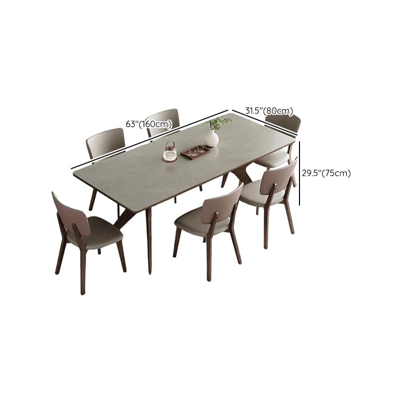 Slate Stone Dining Table Set for 6 People in Dove Grey - image 20