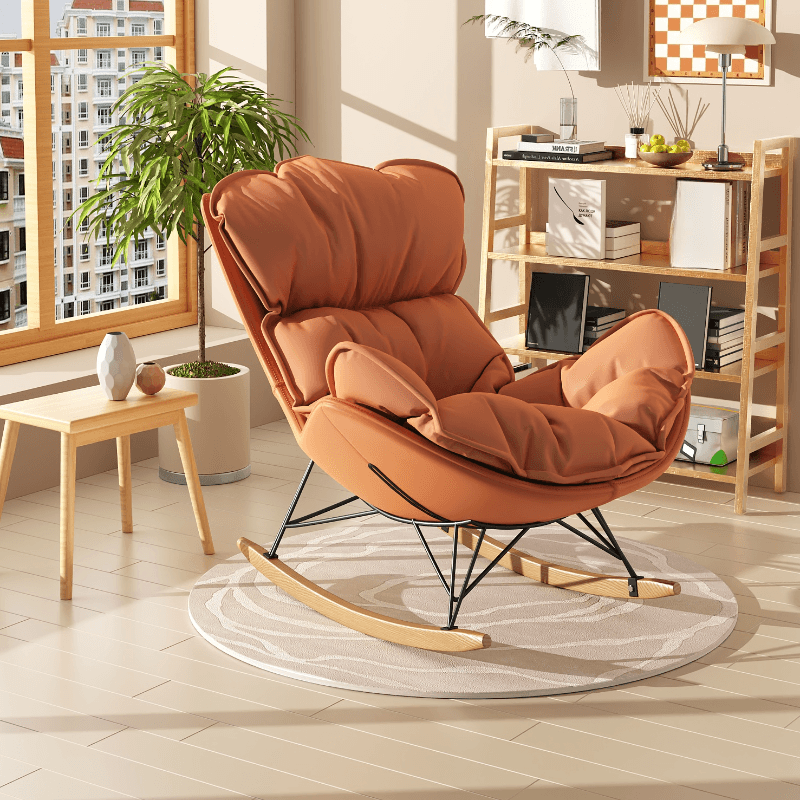 Stationary Rocking Chair with Flared Arm and Rear Support - image 9