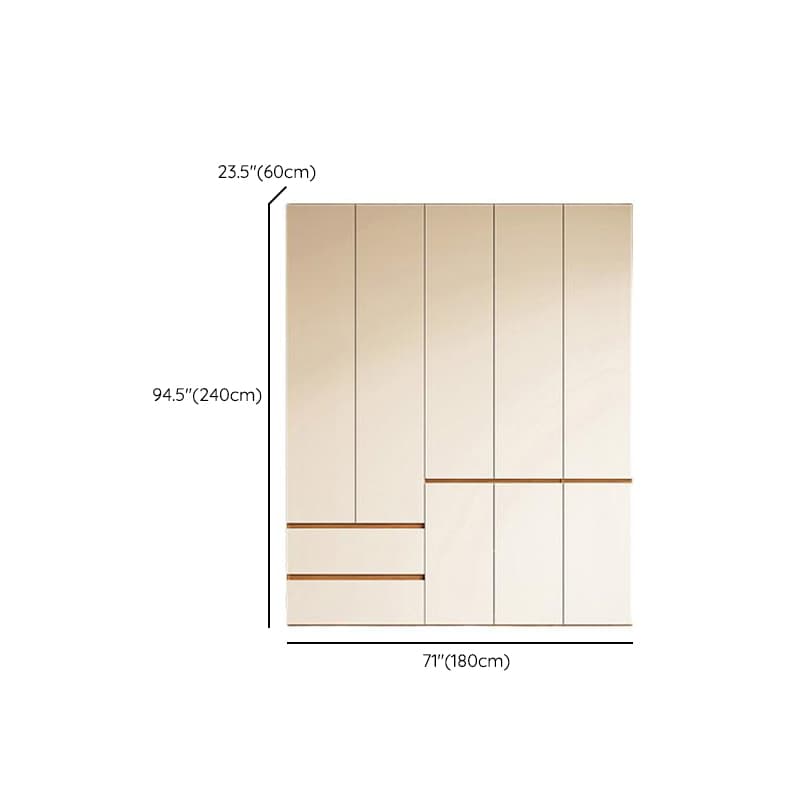 White Minimalist Manufactured Wood Wardrobe Closet with 2 Drawers, Soft Close Door, Interior Shelves, and Clothing Rod - image 19