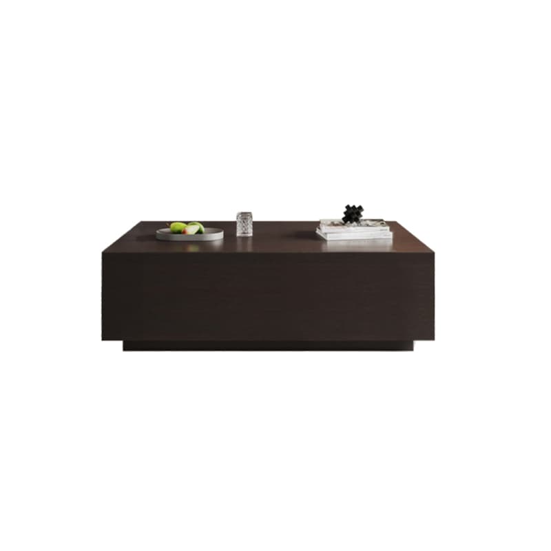 Solid Oak Wood Square Accent Table with 2 Drawers for Living Room