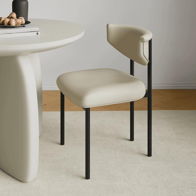 Scandinavian Style 1-Piece Side Chair Set with Upholstered Seats, Ink/Ivory Metal Legs, and Low Back - image 5