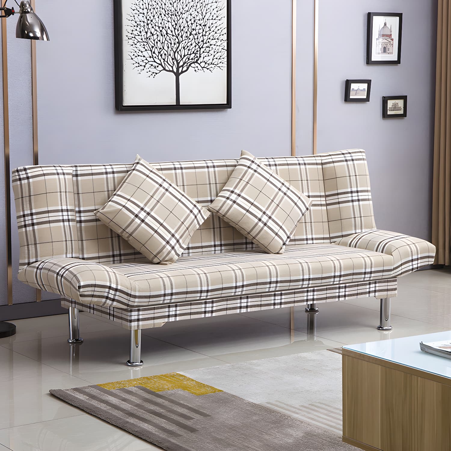 Silver Transitional Modern Tight Back Sofa Bed 29.53"High Armless Sofa Bed - image 7