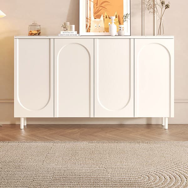 Scandinavian Wood Sideboard Credenza with Cabinet and Adjustable Shelves - image 7