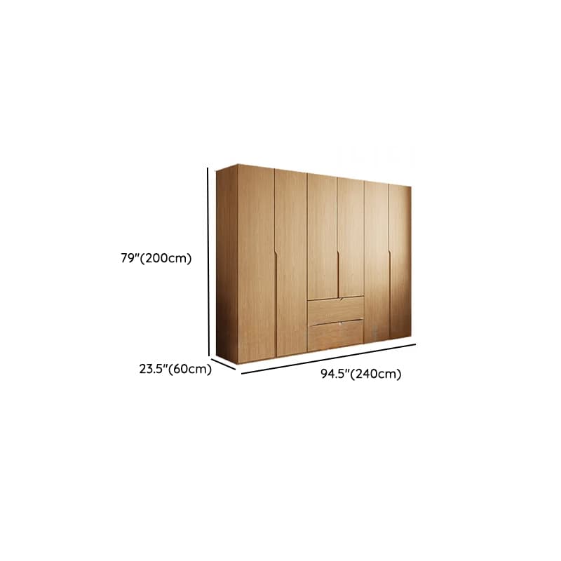 Natural Finish Minimalist Oak Wood Cabinet Armoire with Soft Close Drawer, Soft Close Door, Interior Shelves, and Clothing Rod - image 17