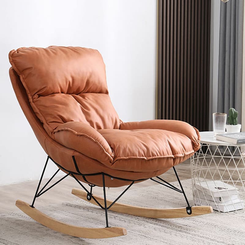 Stationary Rocker for Nursery Natural Wood Finish with Ottoman and Rear - image 11