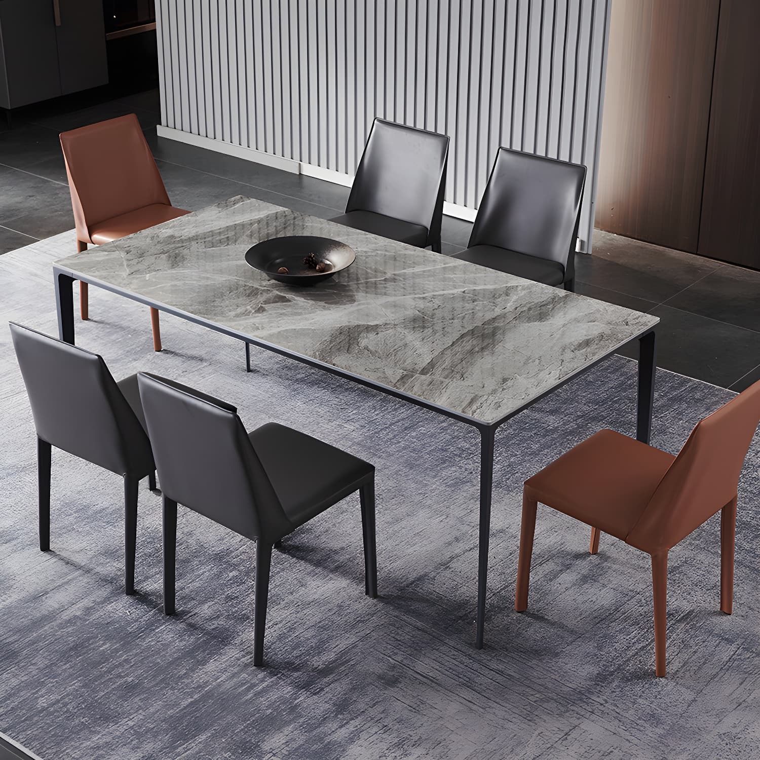 Contemporary Sintered Stone Dining Table Set 1/4/5/7 Pieces Dining Set for Home