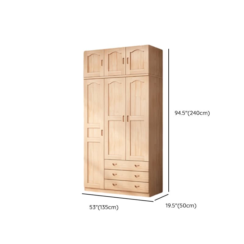 Modish Natural Color Reclaimed Wood Wardrobe Armoire with Soft Close Drawer, Soft Close Door - image 18