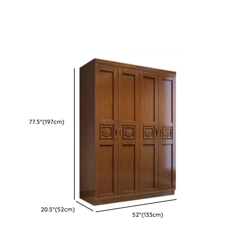 Vintage Sepia Lumber Wardrobe with Soft Close Drawer, Soft Close Door, Interior Shelves, and Hanging Rod - image 19