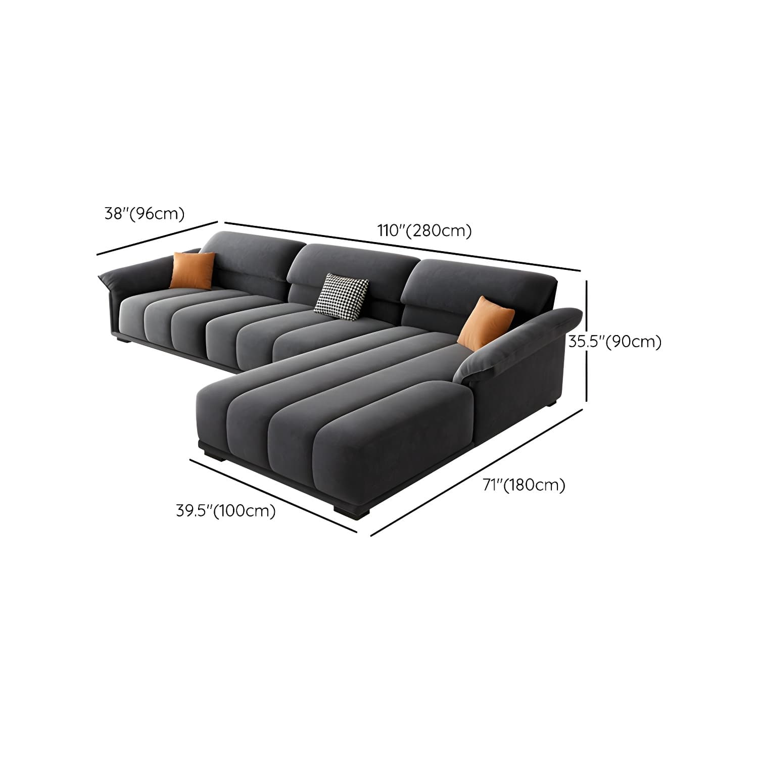 Modern Gray Velvet Sectional Sofa - Flared Arm, Plush Comfort - image 17