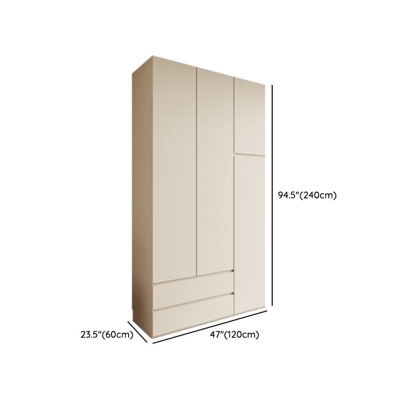 Cream Modern Wood Wardrobe Armoire with Soft Close Drawer and Door, Interior Shelves, and Hanging Rod - image 15
