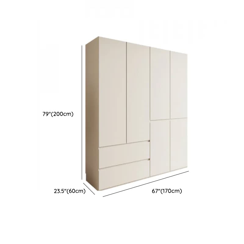 White Minimalist Manufactured Wood Independent Wardrobe Closet with Soft Close Drawer, Soft Close Door, and Interior Shelves - image 23