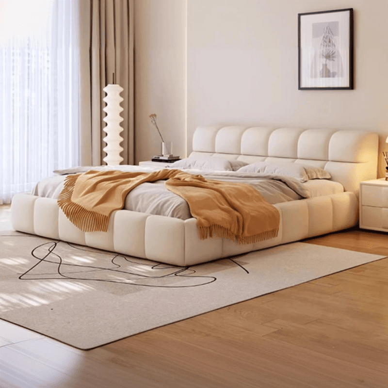 Solid Color Synthetic Leather Storage Bed with Sponge Upholstery for Living Room