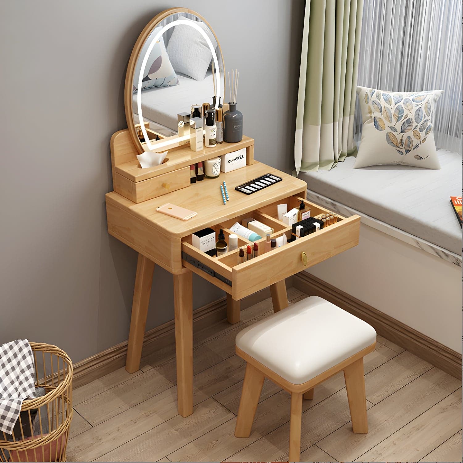 Traditions Dressing Table Bedroom Solid Wood with Drawer Mirror Make-up Vanity - image 5
