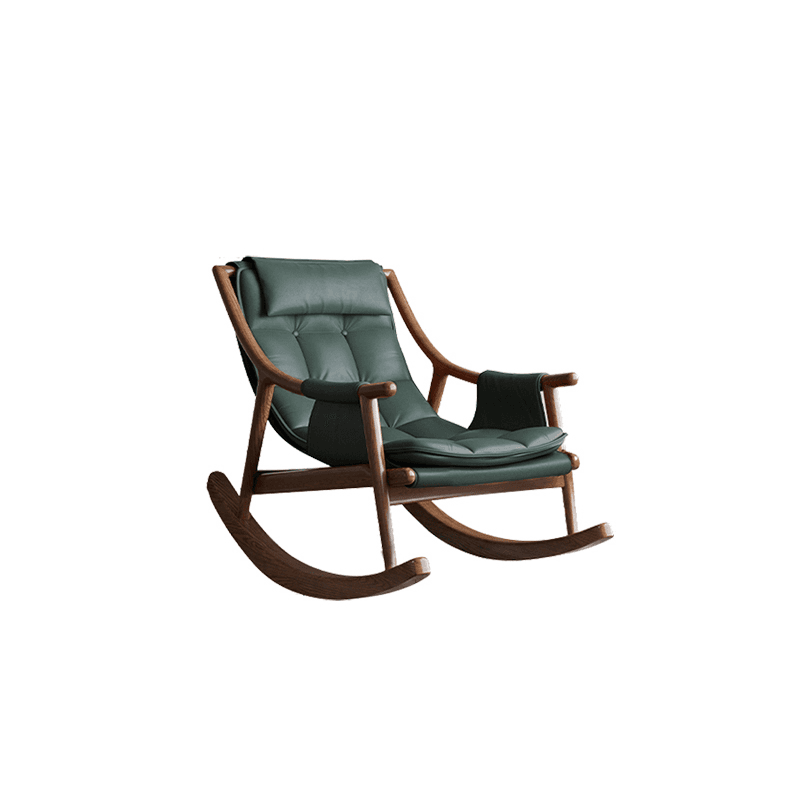 Simple Upholstered Rocking Chair with Ottoman, Scratch-tolerant Padded Track Arm, 2 Piece Set