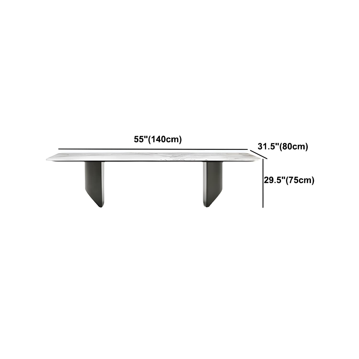 Rectangle Dining Table Sintered Stone Top Modern White Table with Black Legs - image 15
