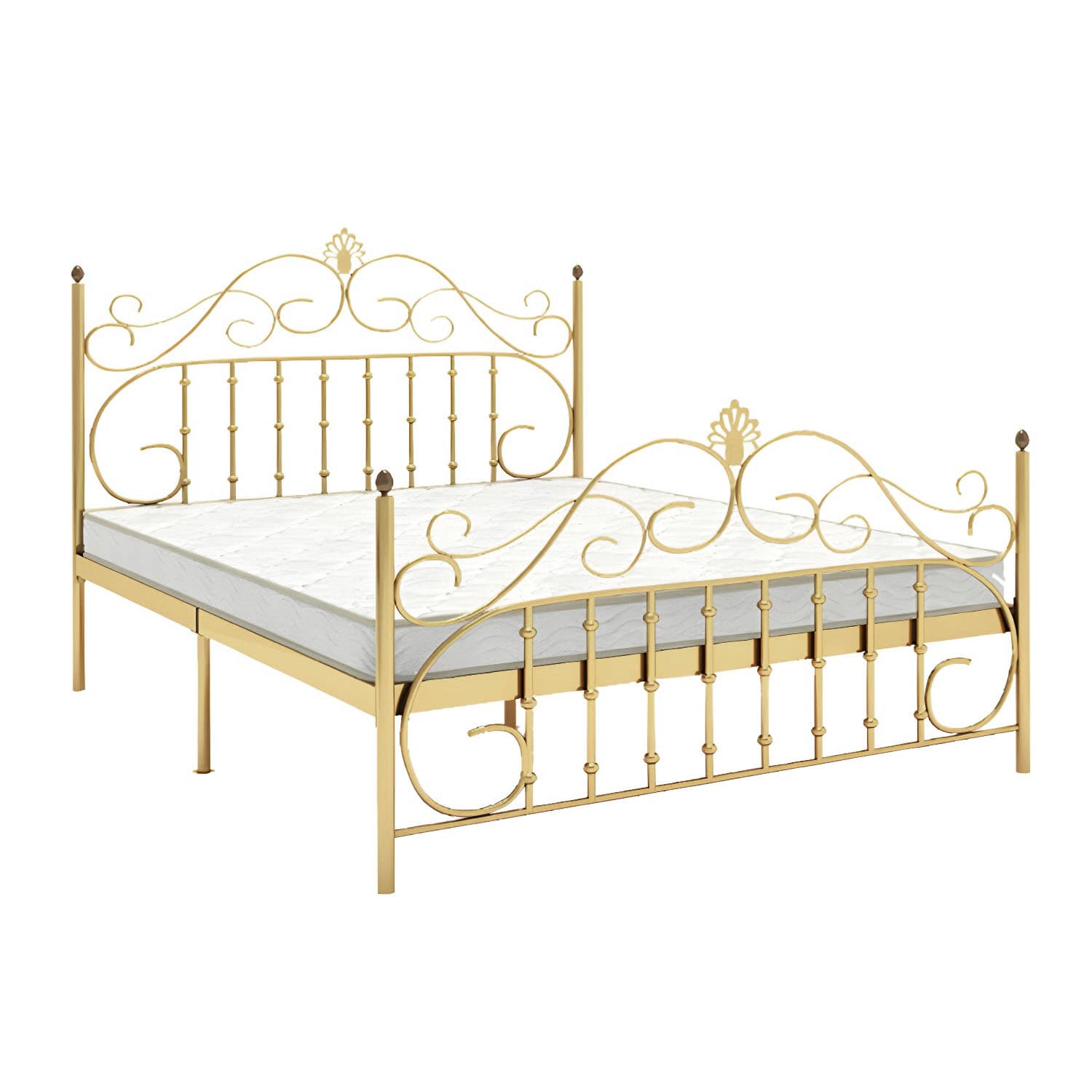 Glam Metal Bed Frame with Camelback Open-Frame Headboard and Footboard - image 11