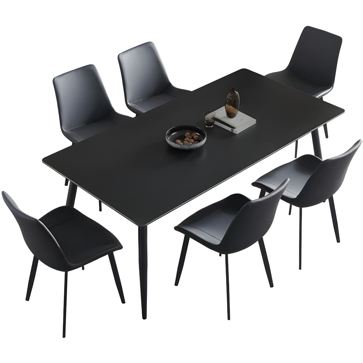 Modern Scratch-Resistant Stone Top Black Metal Base Kitchen Table - image 4