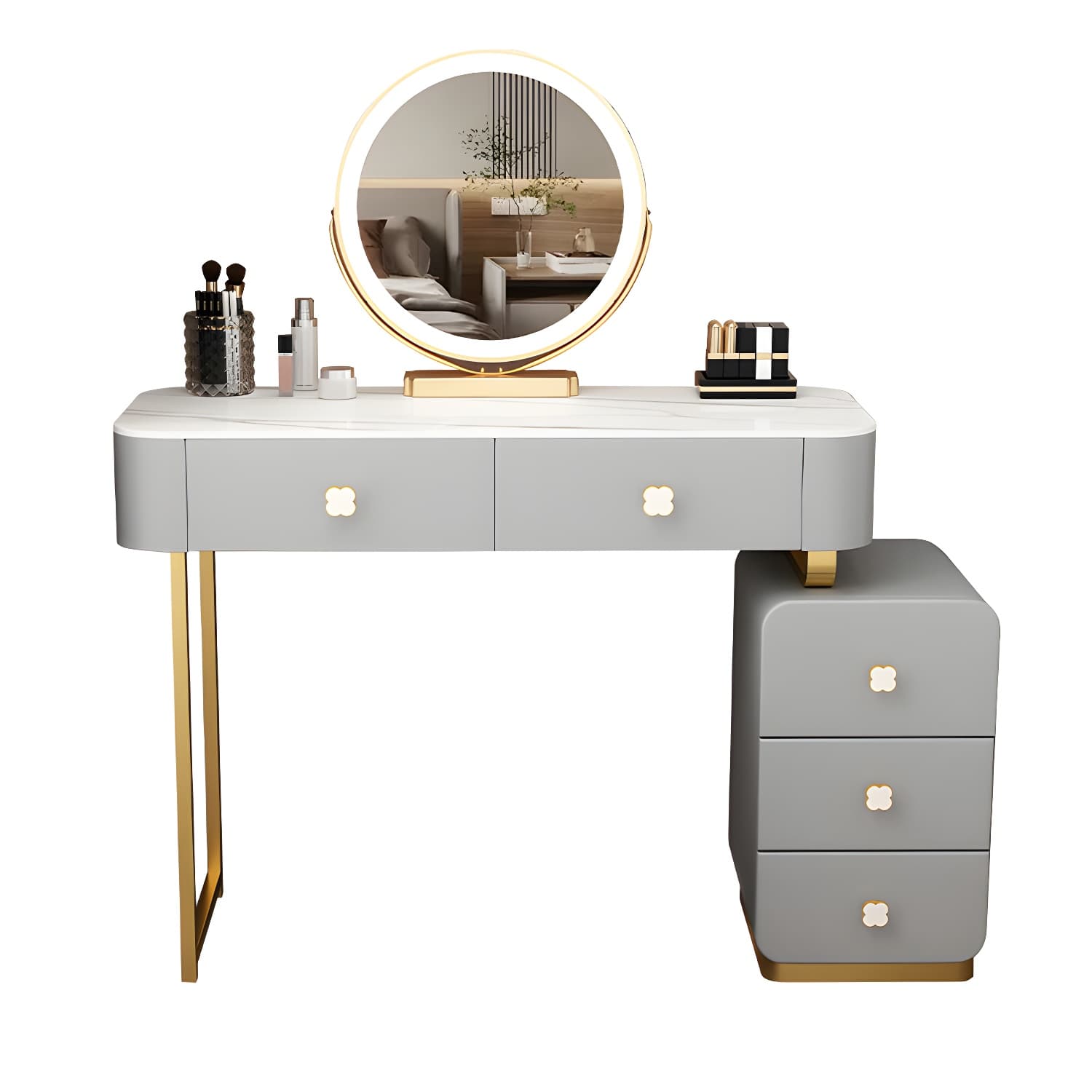 Contemporary Wooden Make-up Vanity with Storage Drawers in Rectangle - image 8