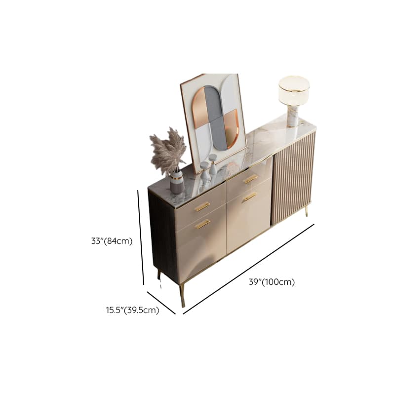 Luxury Off White Sideboard with Faux Marble Countertop and Standalone Design - image 14