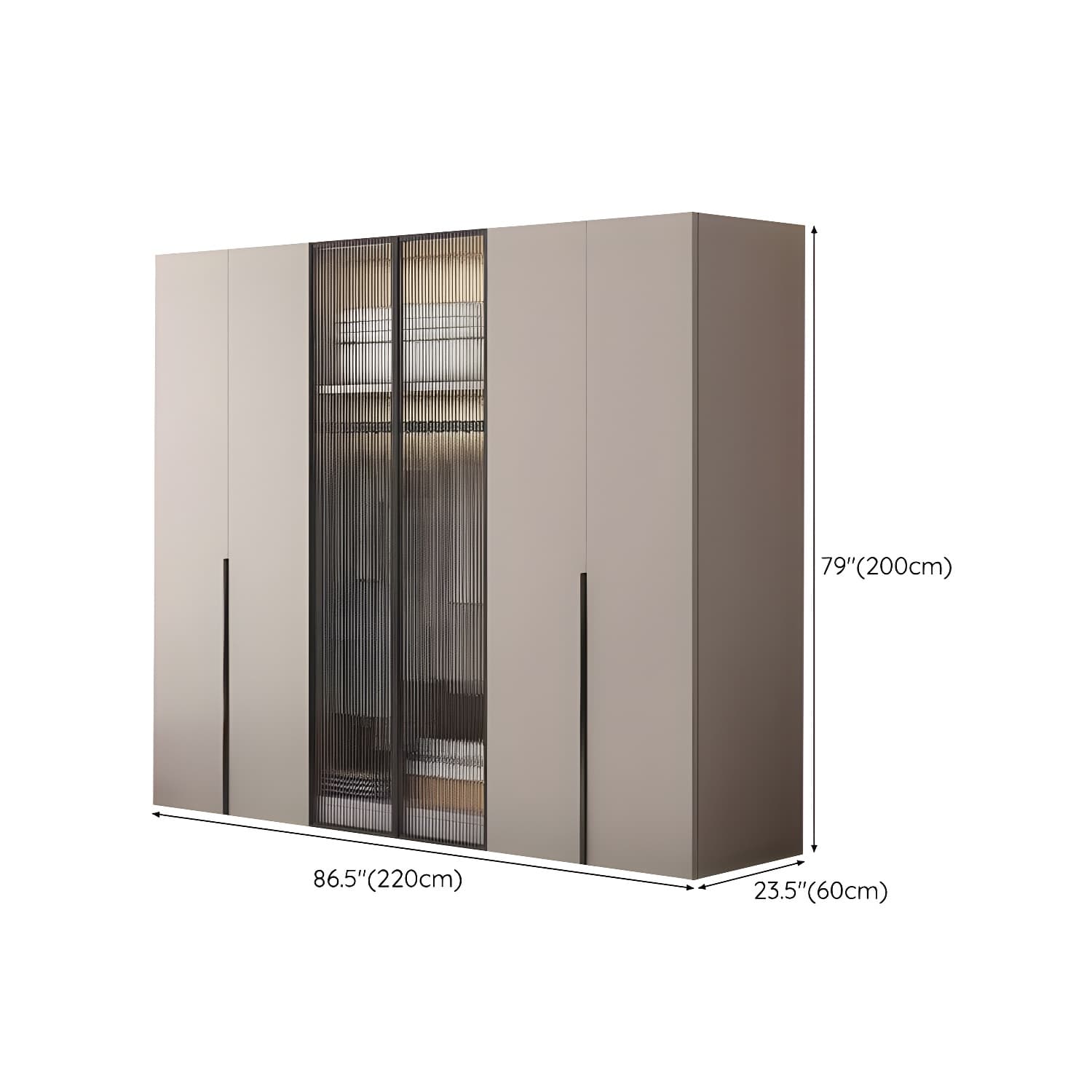 Modern Grey Wardrobe Armoire with Clothing Rod & Adjustable Shelves - image 18
