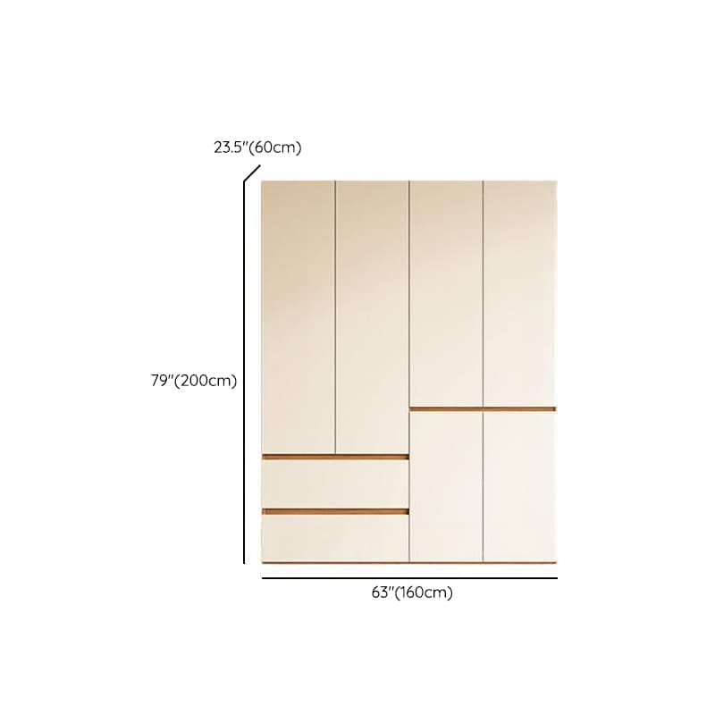 White Minimalist Manufactured Wood Wardrobe Closet with 2 Drawers, Soft Close Door, Interior Shelves, and Clothing Rod - image 9