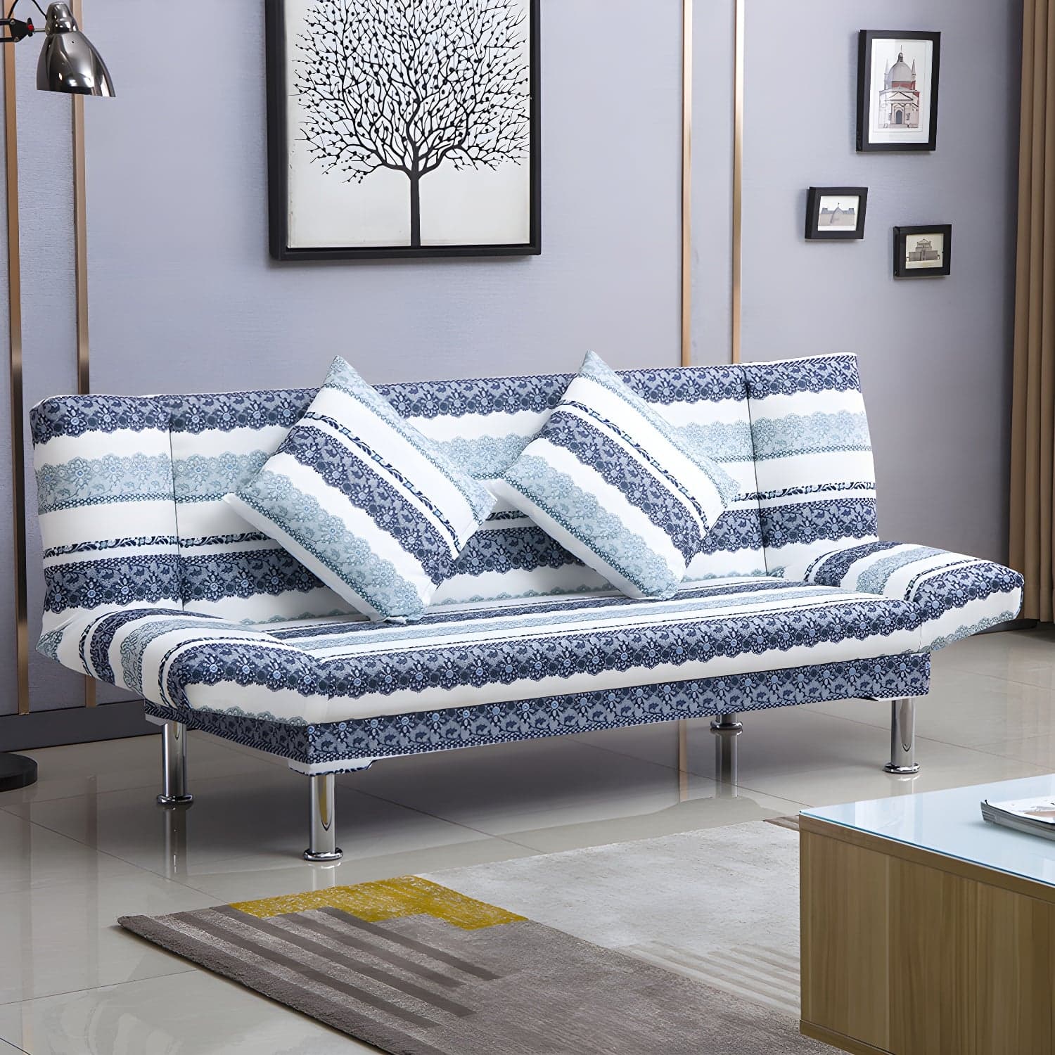 Silver Transitional Modern Tight Back Sofa Bed 29.53"High Armless Sofa Bed - image 13