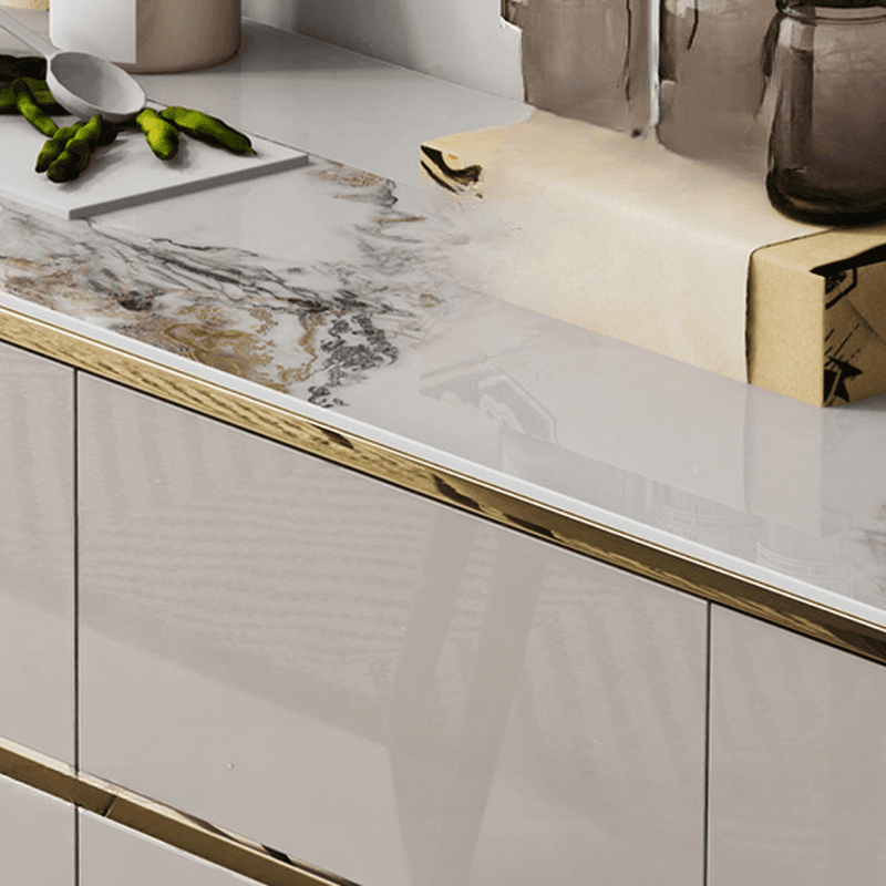 Elegant Standalone Sideboard with 5 Drawers, 5 Doors, and Faux Marble Countertop - image 4