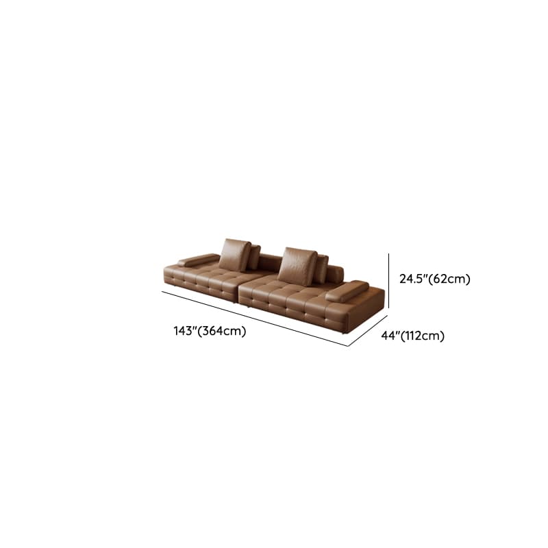 Tear Resistant Standard Sofa in Coffee Leather with 4 Pillows - image 9