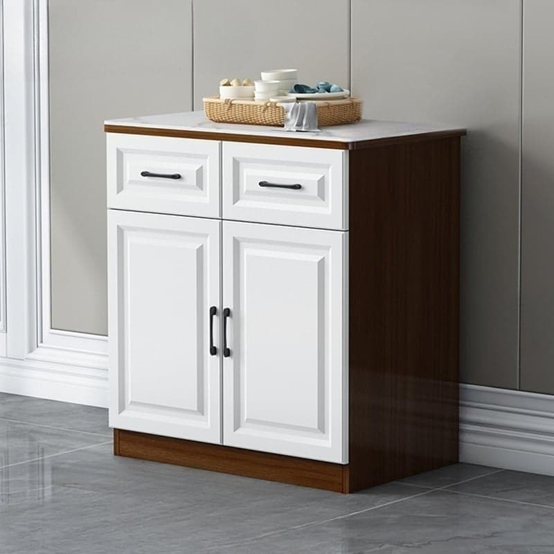 Natural Finish/Light Wood/Ashen Wood Floor Sideboard with Countertop and Kitchen Appliance Storage