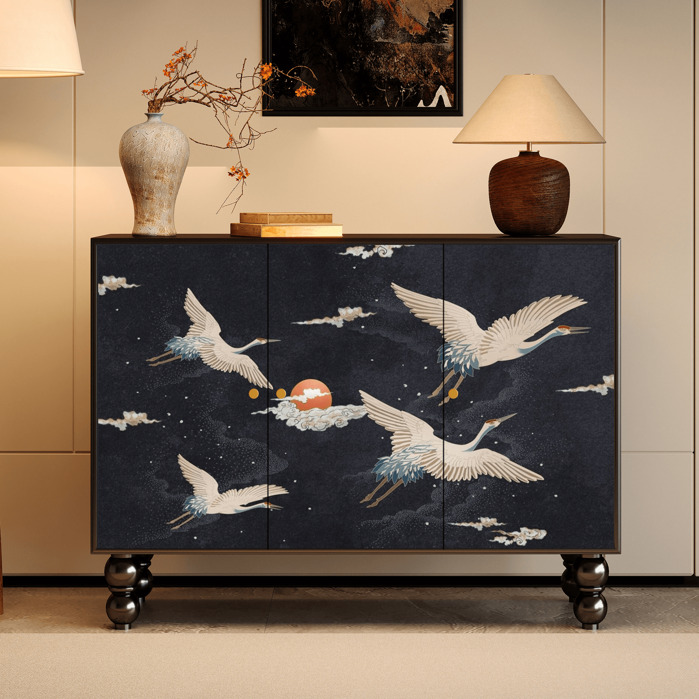 Classicist Narrow Timber Sideboard with Hutch, 3 Shelves, 3 Doors and Larder - image 16