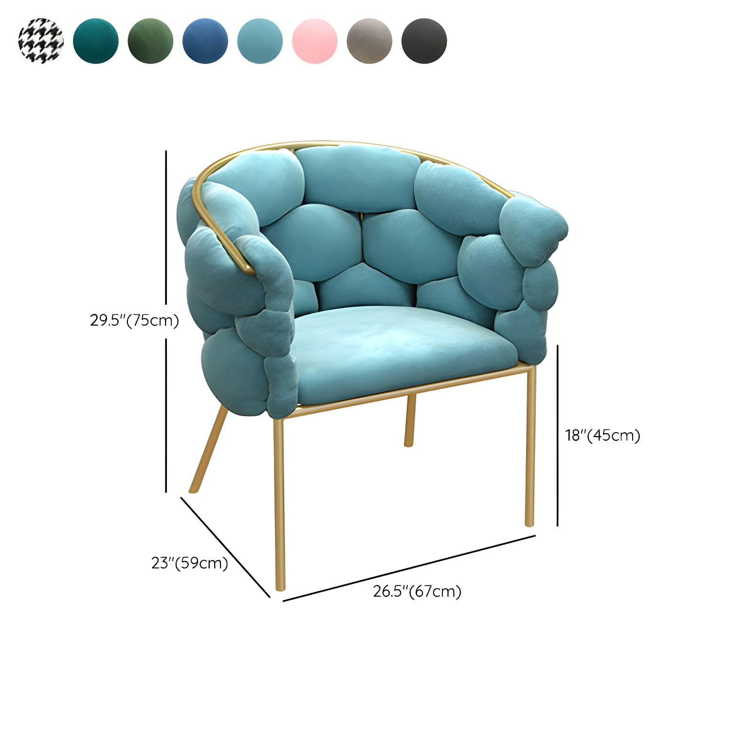 Glam Style Upholstered Gold Base Dining Arm Chair for Dining Room - image 19