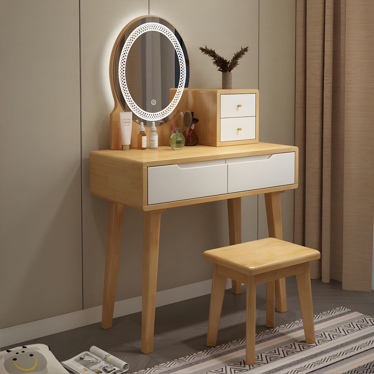 Traditions Make-up Vanity Solid Wood Bedroom With Drawer Dressing Table - image 4