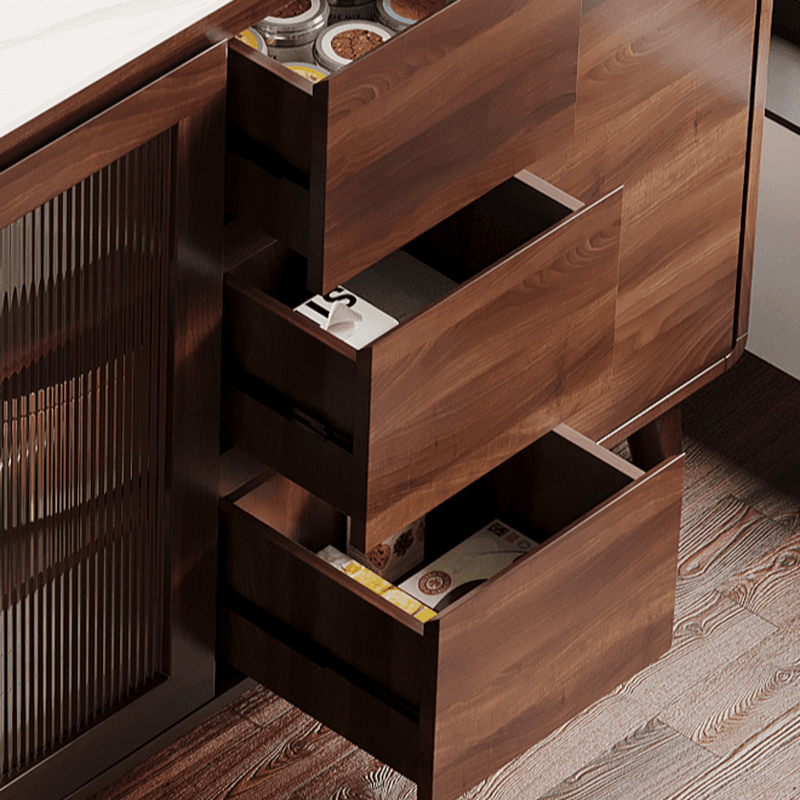 3 Drawers & 2 Doors/3 Doors/4 Doors Standard/Narrow Sintered Stone Sideboard with Drawers & Adaptable Shelf, Cocoa - image 5