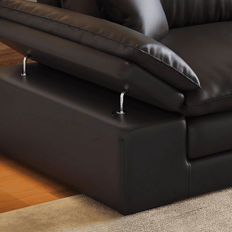 Modish Solid Color Scratch-durable Standard Sofa in Midnight Black, Seats 4/3/2-seater with 2 Pillows - image 6