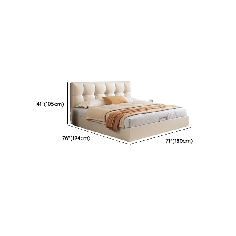 Cream Solid Color Stitch-tufted Storage Platform Bed/Storage Panel Bed with Sponge Filling Headboard Panel, 3 Storage Boxes Included/Not Included - image 7