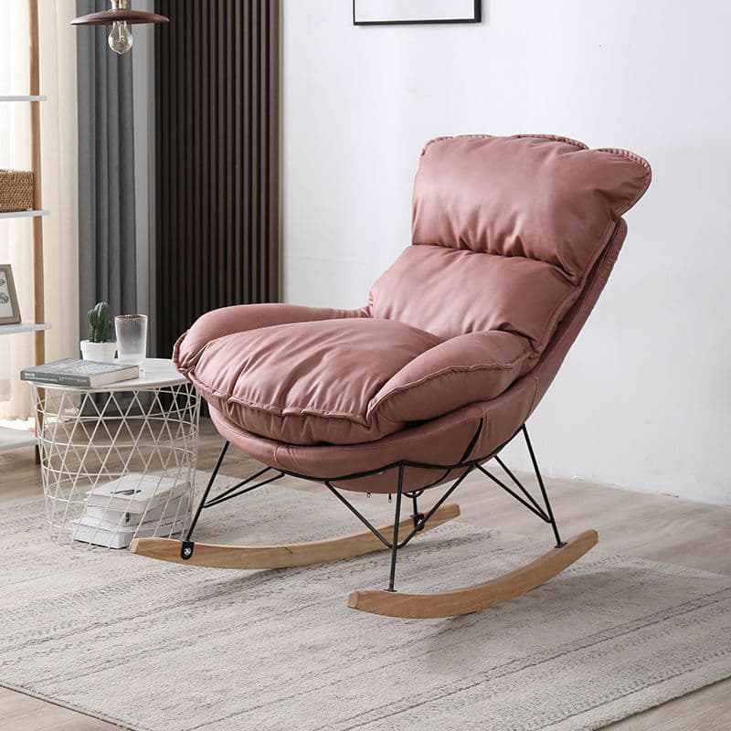 Stationary Rocker for Nursery Natural Wood Finish with Ottoman and Rear - image 6