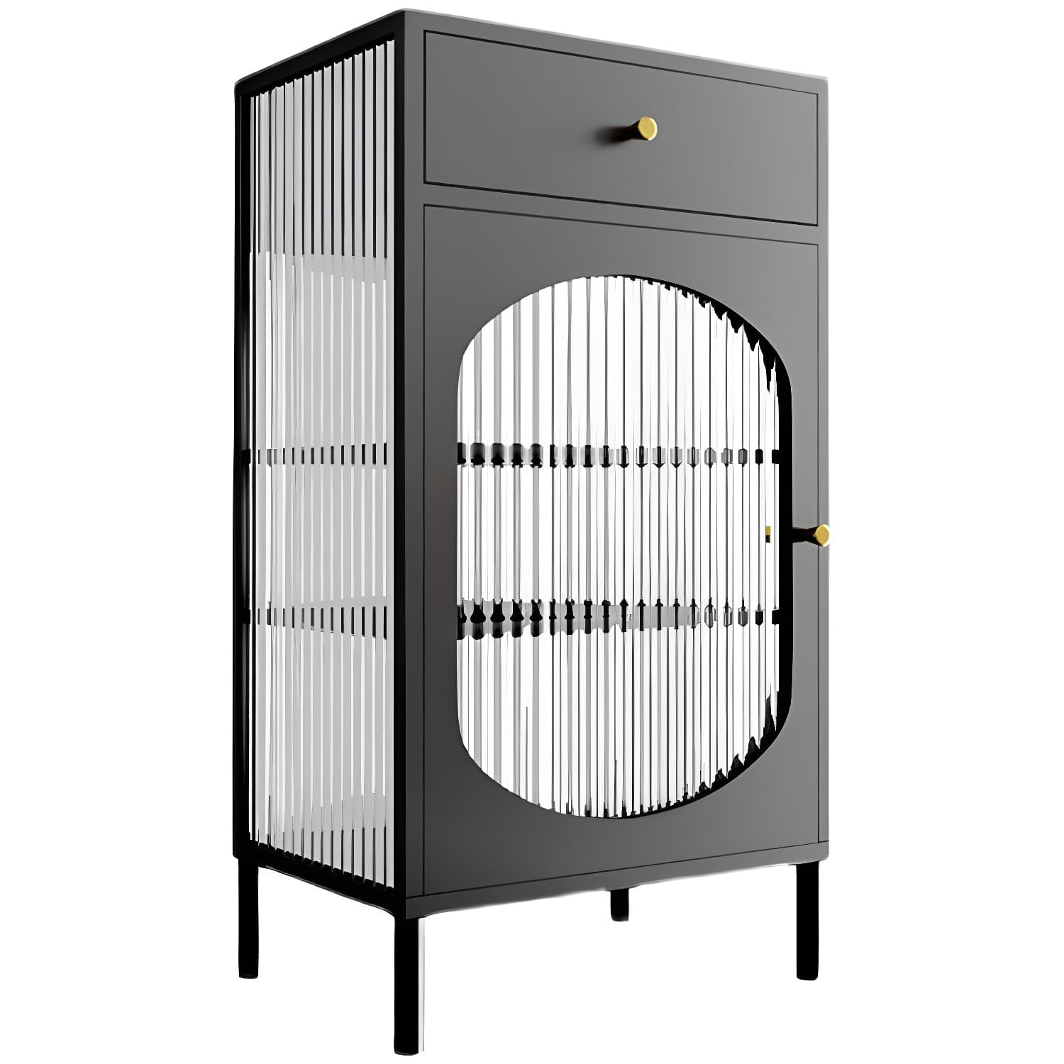 Modern Indoor Dining Server with Glass Doors Polished Finish Metal Sideboard - image 7