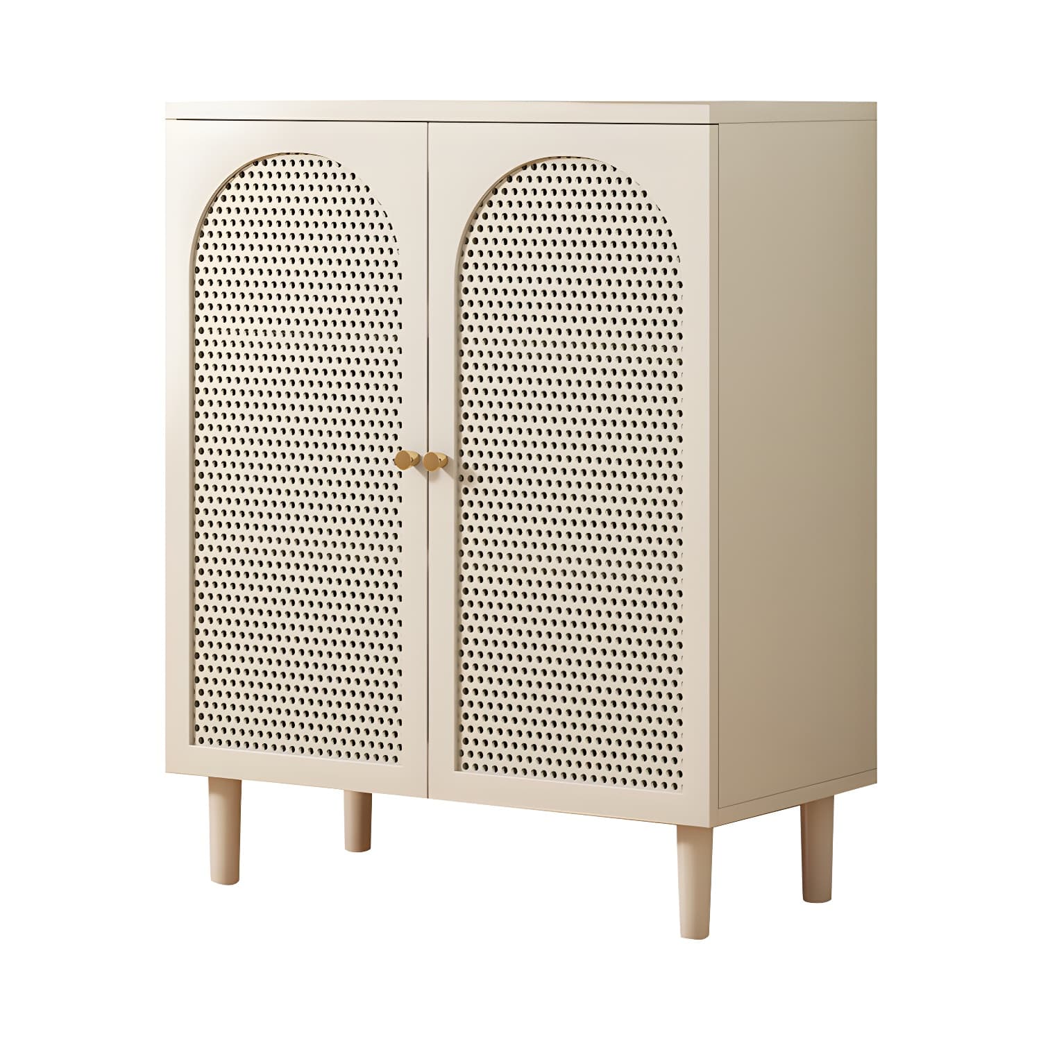White Modern Wood Sideboard Credenza with Cabinets and Shelves Included - image 5