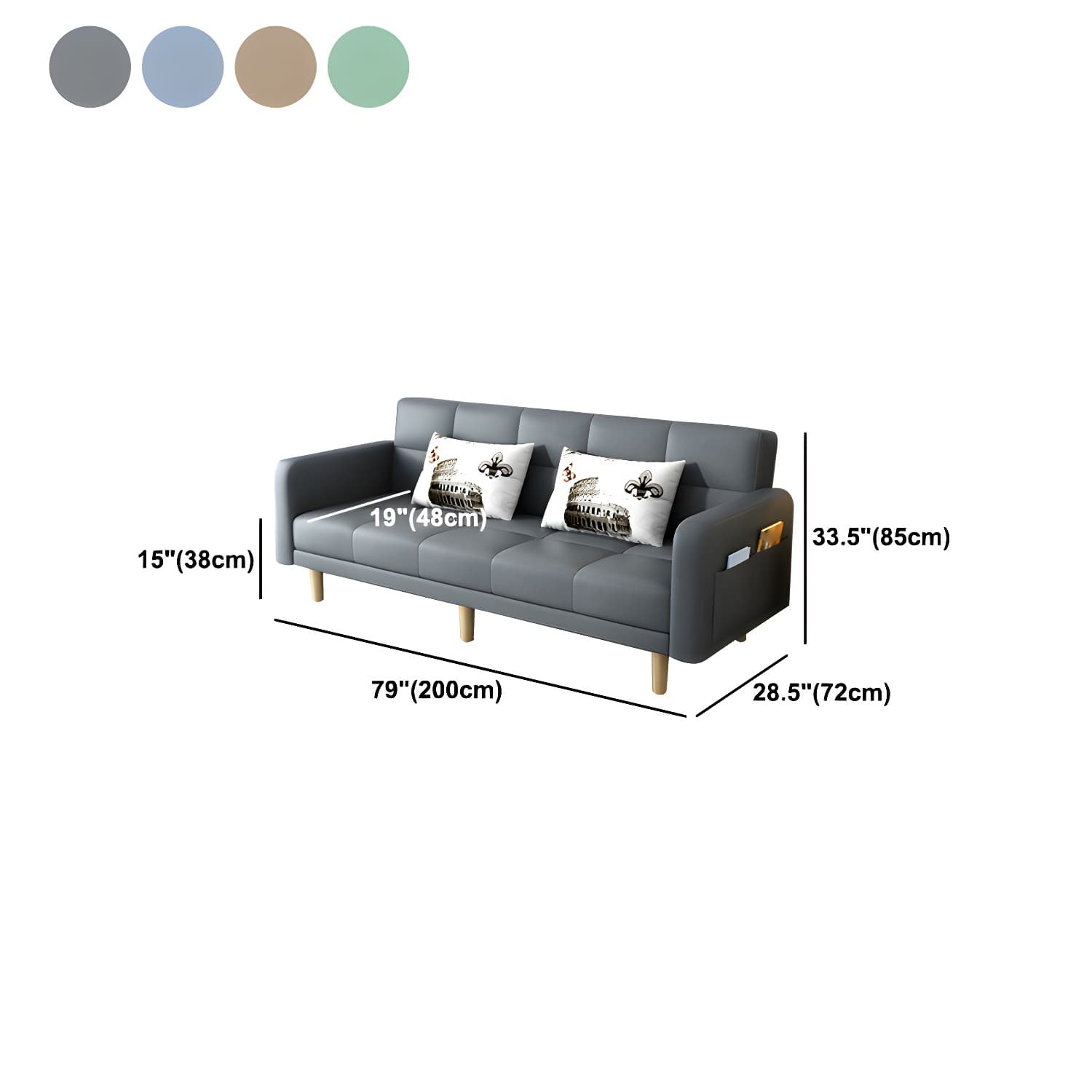 Contemporary Square Arm Sleeper Sofa Biscuit Back Convertible Sofa for Living Room - image 24